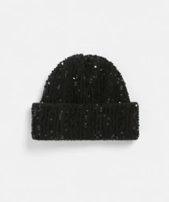 Sequin Knit Beanie - Black