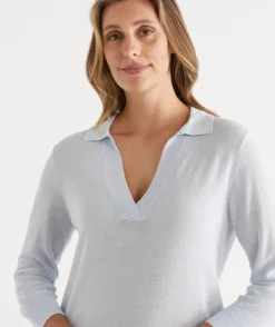 Sequin Knit Polo Top
