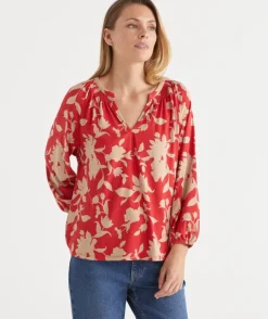 Shadow Floral Raglan Long Sleeve Top