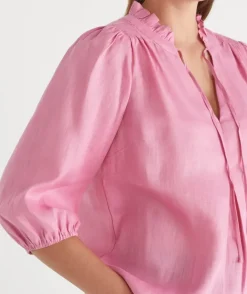 Shirred Shoulder 3/4 Sleeve Top