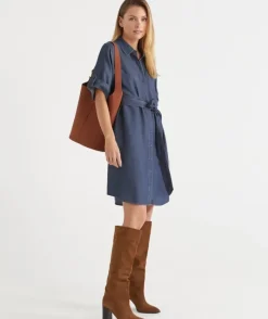 Short Sleeve Belted Shirt Dress