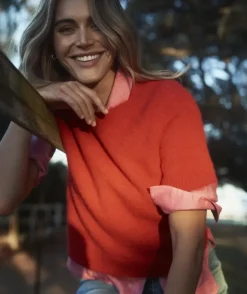 Short Sleeve Fluffy Knit Top