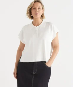 Short Sleeve Knit Polo Top
