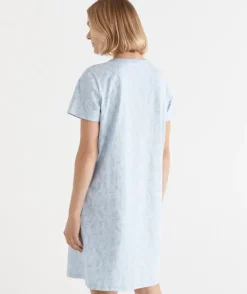 Short Sleeve Paisley Placket Nightie