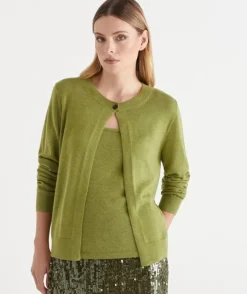 Single Button Knit Crew Cardigan