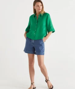 Slant Pocket Denim Short - Mid Wash