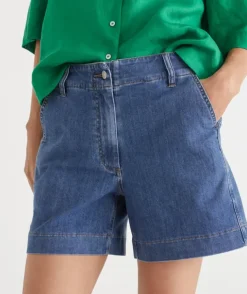 Slant Pocket Denim Short - Mid Wash
