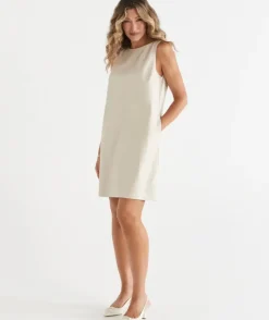 Sleeveless Faux Leather Shift Dress