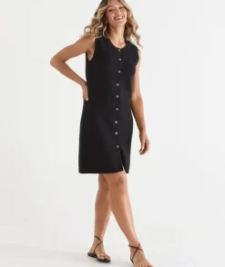 Sleeveless Knit Button Dress