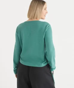 Slub Long Sleeve Ruched Top
