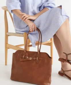 Snap-Hook Strap Tote Bag - Caramel