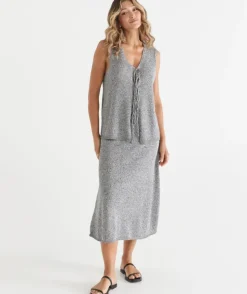 Speckled Knit Midi Skirt