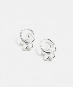 Sterling Silver Flower Huggie Earring