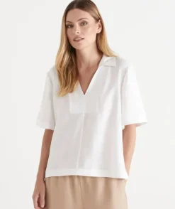 Stitch Detail Short Sleeve Top