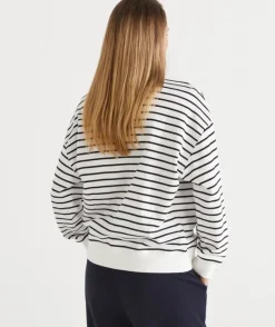 Stripe Button Shoulder Jumper - Ink