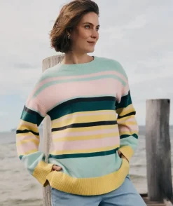 Stripe Crew Neck Rib Detail Jumper