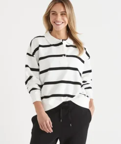 Stripe Henley Polo Jumper
