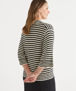 Stripe Knit Polo Top