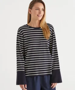 Stripe Long Sleeve Jumper - Midnight