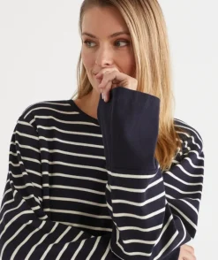 Stripe Long Sleeve Jumper - Midnight