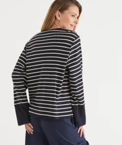 Stripe Long Sleeve Jumper - Midnight