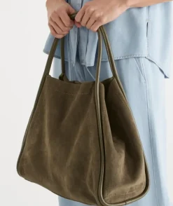 Summer Faux Suede Tote Bag - Khaki