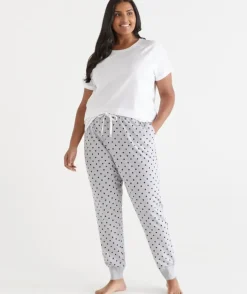 Tapered Spot Print Pyjama Pant