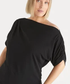 Textured Asymmetric Short Sleeve Top