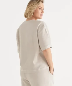 Textured Contrast Stitch Short Sleeve Top
