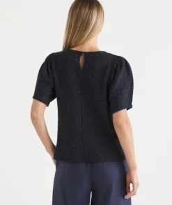 Textured Puff Short Sleeve Top - Parchment