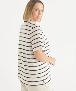 Textured Stripe Polo Top