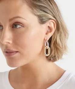 Two-Tone Drop Chain Earring