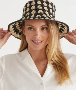 Two-Tone Raffia Bucket Hat