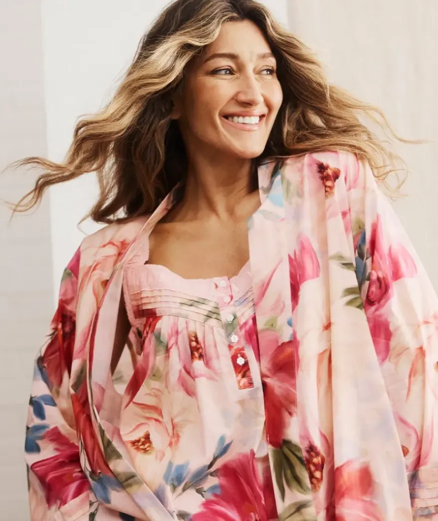 Vintage Floral Sleeveless Nightie - Pink