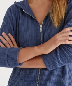 Waffle Zip Through Lounge Hooded Top