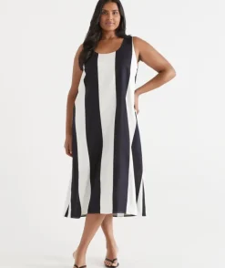Wide Stripe Column Midi Dress