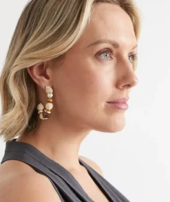 Wooden Pearl Hoop Earring